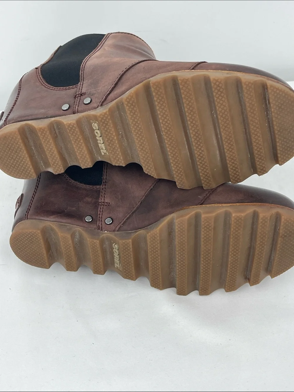 Sorel LEA JOAN Brown Leather HIDDEN Wedge Ankle Boots WOMENS SIZE 6